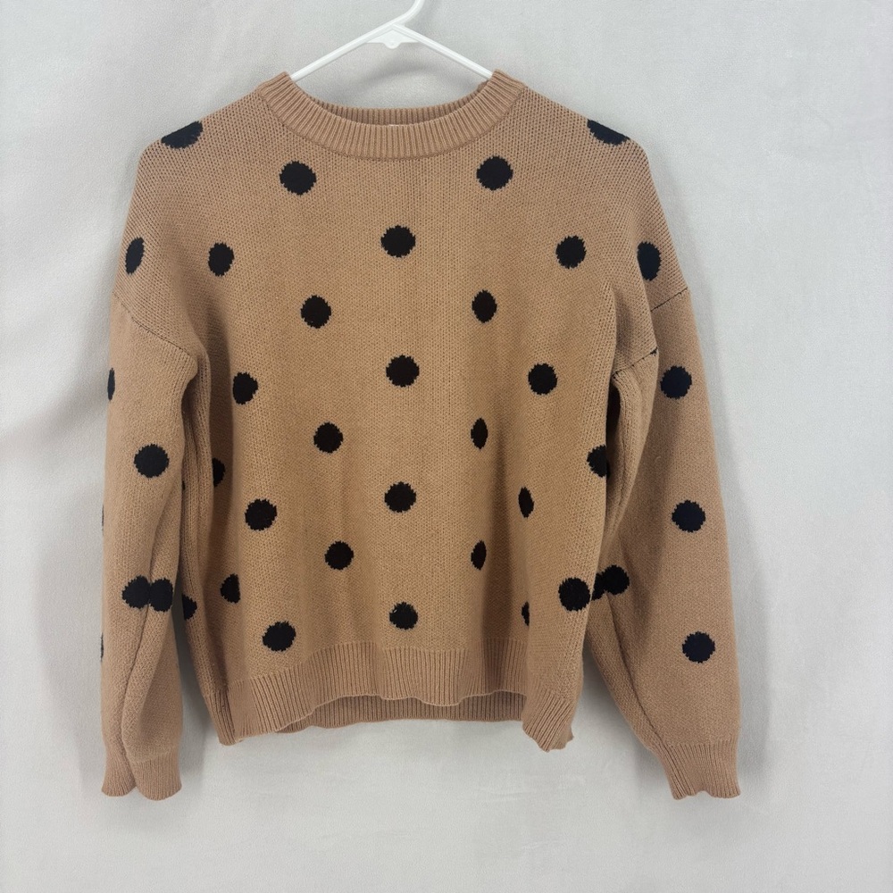 THML Camel and Black Dot Crew Neck Sweater